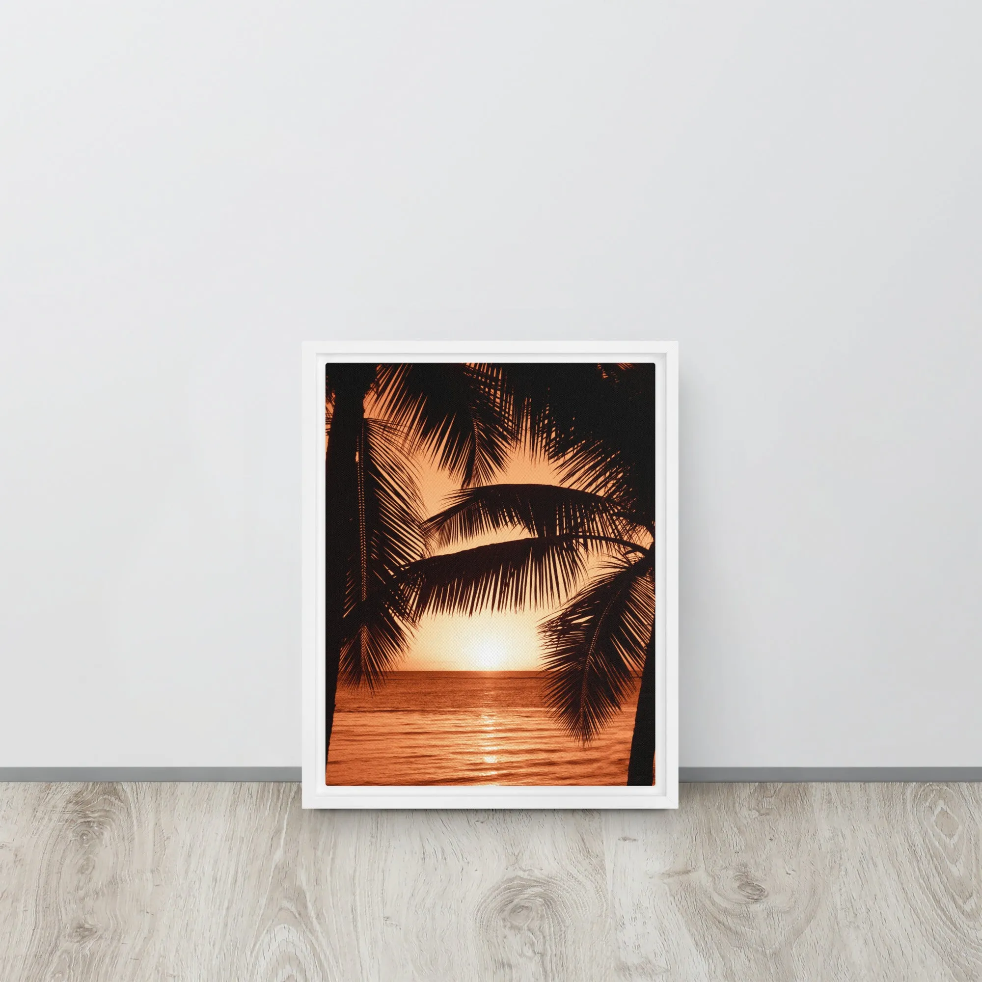 Tropical Sunset Framed Canvas Print