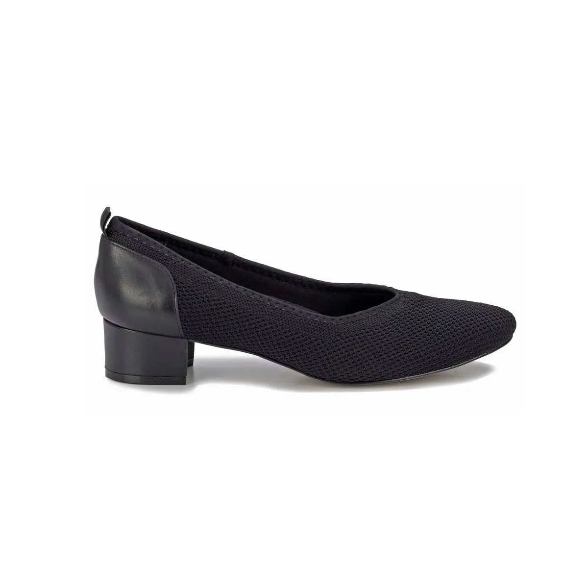 Walking Cradles Wc Hester Women Pump Slip-on In Black Knit Fabric/black Leather