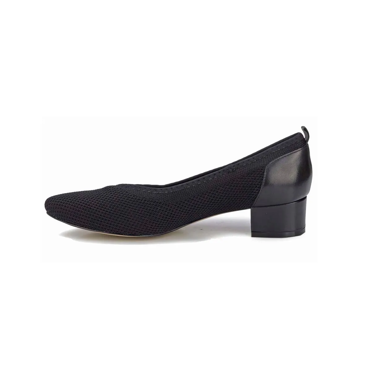 Walking Cradles Wc Hester Women Pump Slip-on In Black Knit Fabric/black Leather