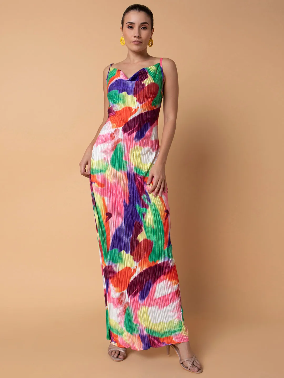 Women Maxi Abstract Multi Bodycon Dress