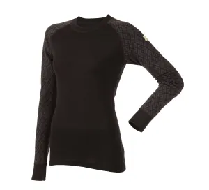 Women's Merino Wool Long Sleeve Top: Black