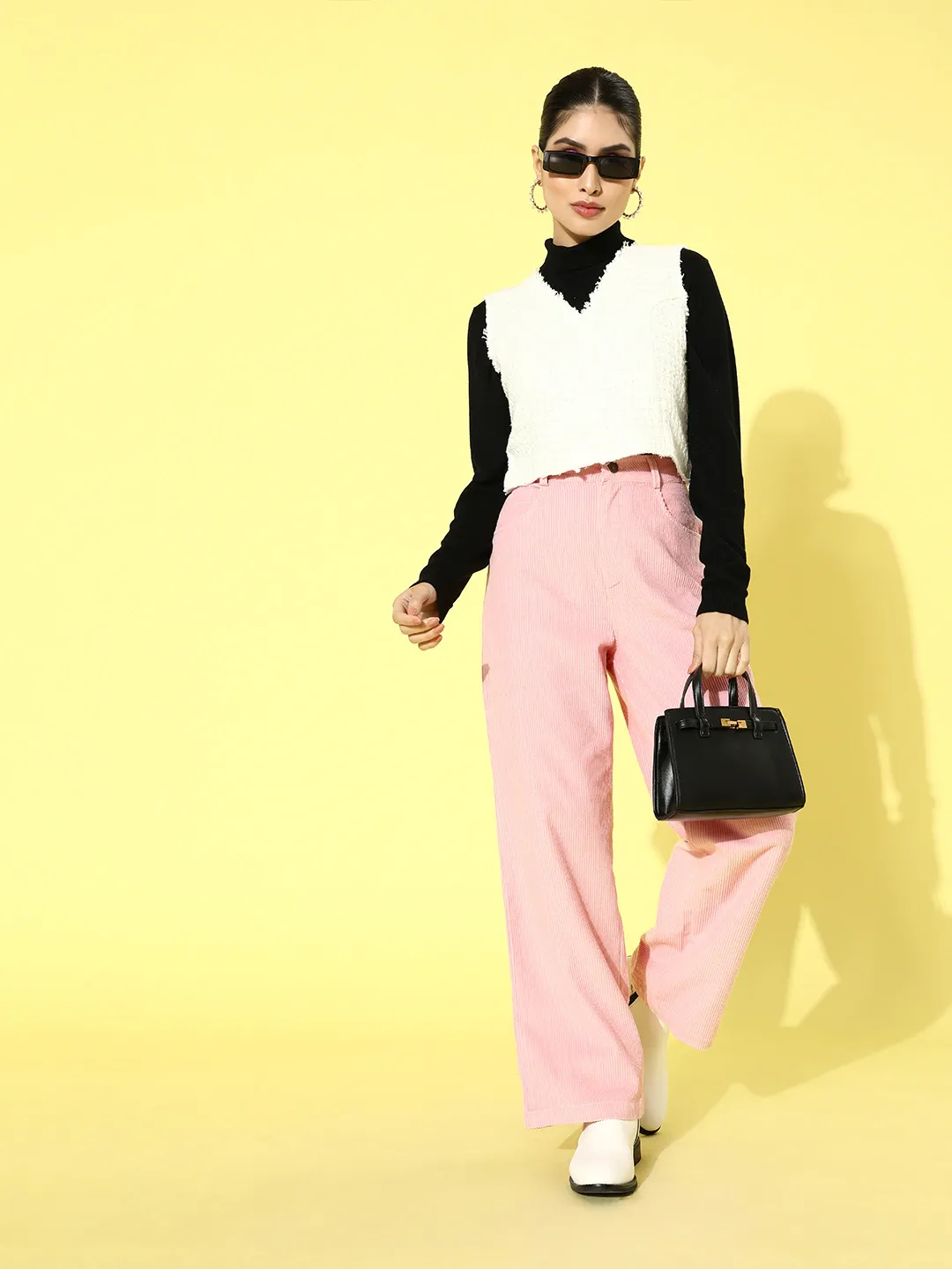 Womens Pink Corduroy Straight Pants